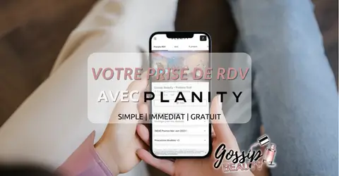visuel d'annonce partenariat avec Planity pour faciliter votre prise de rdv dans vos institut de beauté poitiers sud et centre ville gossip beauty