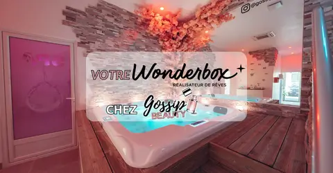 Visuel pour le partenariat Wonderbox et Gossip beauty pour vos services en instituts de beauté et spa dans des coffrets cadeaux disponible partout